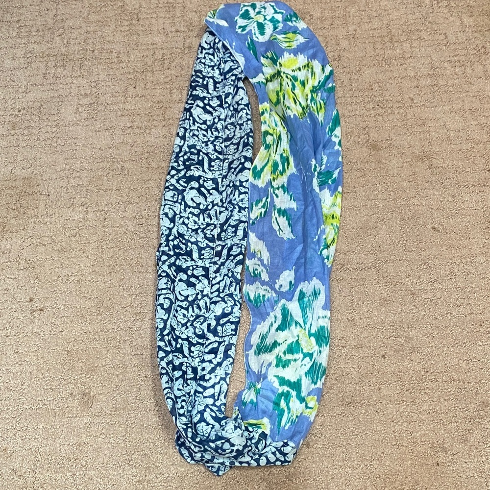 J. Jill Boho Blue, Green and White Scarf Hippie Summer Fall Layering Fairycore